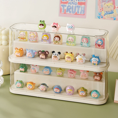 萌粒展示盒迷你盲盒收纳展示架手办娃娃公仔透明防尘小摆件收纳盒