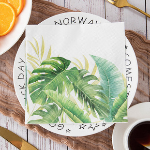 廠家直銷派對印花紙巾餐巾紙聚會彩色紙花草批發餐廳可以加印LOG