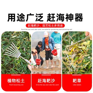 松土小耙子不锈钢耙子松土二齿小型盆景盆栽赶海种花工具园艺