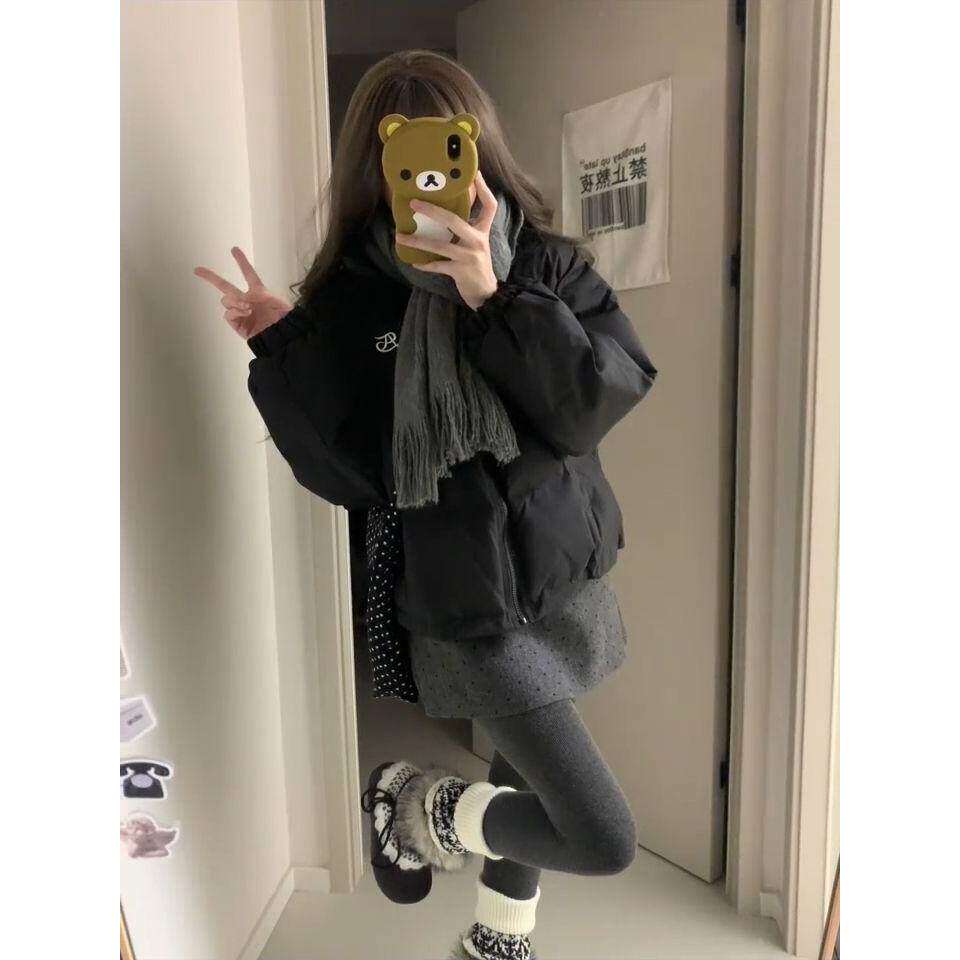 多巴胺立领通勤简约刺绣棉衣女冬季新款设计感百搭保暖外套面包服