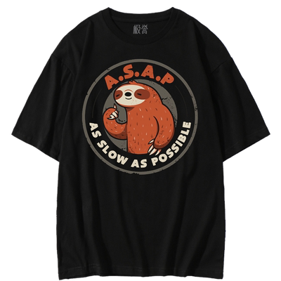 极誉美式复古树懒印花短袖