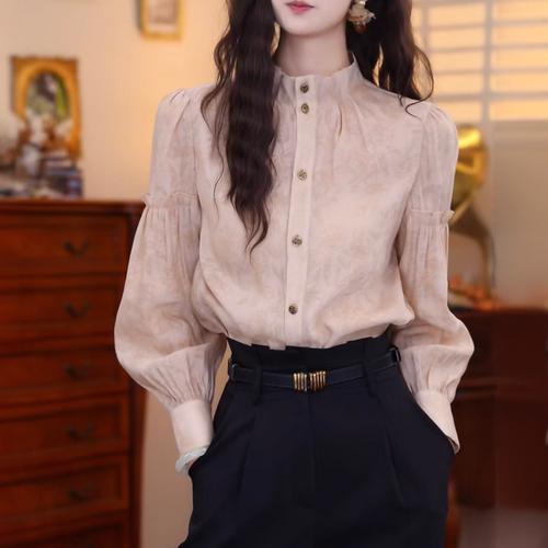 港风复古设计感气质甜美小衫减龄衬衣休闲百搭长袖衬衫女秋季上衣