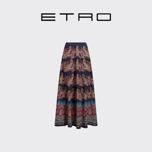 25秋冬新款 ETRO艾绰 首降 女士佩斯里印花真丝A字长裙半裙 新品