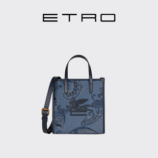 新款 ETRO艾绰 提花丹宁小号手袋牛仔托特包 会员甄选