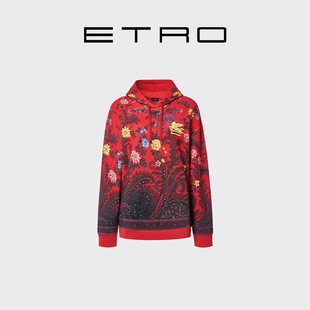 瑞意繁花系列红色印花连帽上衣卫衣 ETRO艾绰 会员甄选