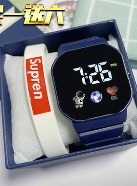 太空人电子手表儿童男生女孩小学生只看时间高颜值夜光防水小方块