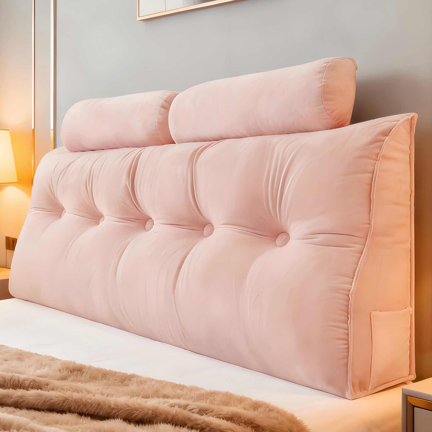 静奢风床上玩手机靠枕三角床头靠背软包冬季榻榻米靠垫沙发软垫