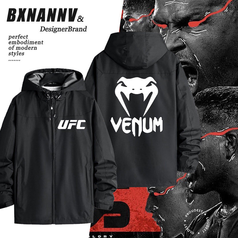 UFC自由搏击散打冲锋衣男秋冬款外套MMA综合终极格斗赛事宽松衣服