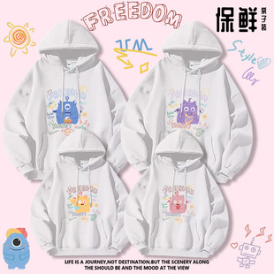 卡通小怪兽周边亲子装卫衣父女外套春秋季一家三口四口纯棉衣服潮