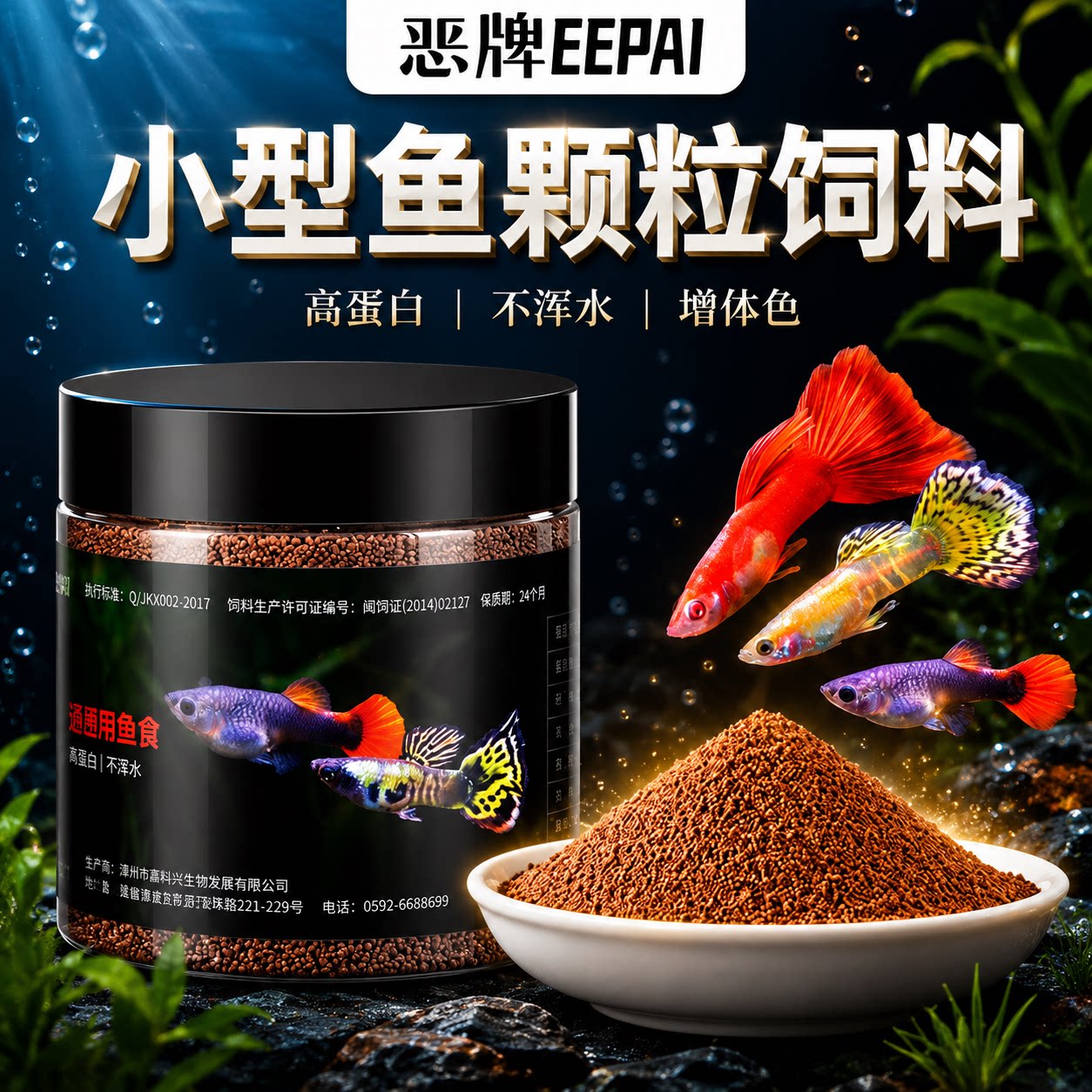 孔雀鱼饲料小型鱼饲料小颗粒热带鱼鱼粮观赏鱼食灯科鱼凤尾鱼鱼食