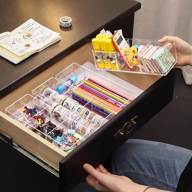 曼槐文具收纳盒抽屉分格整理盒