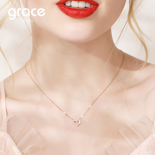 爱心项链女18K金玫瑰金彩金锁骨链吊坠情人节生日送女友老婆礼物