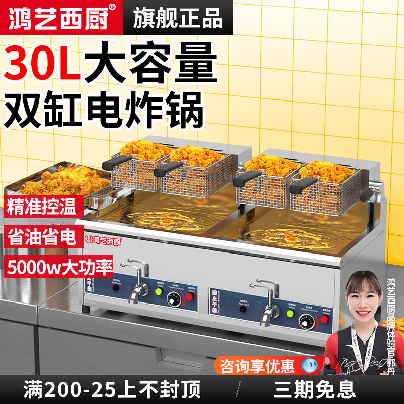 鸿艺台式双缸自动恒温电炸炉