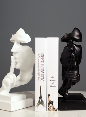 沉默是金书挡书立架摆件挡书装饰品简约北欧人物雕塑树脂工艺品摆