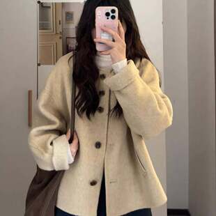呢子大衣女入冬季2025新款毛呢外套小个子加厚短款双面羊绒大衣