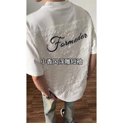 白色小香风短袖t恤男2025新款潮牌设计感小众情侣装半袖上衣夏季