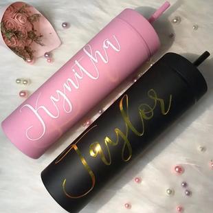 Custom Name Tumbler with Straw Bridesmaid Gift Proposal Pers