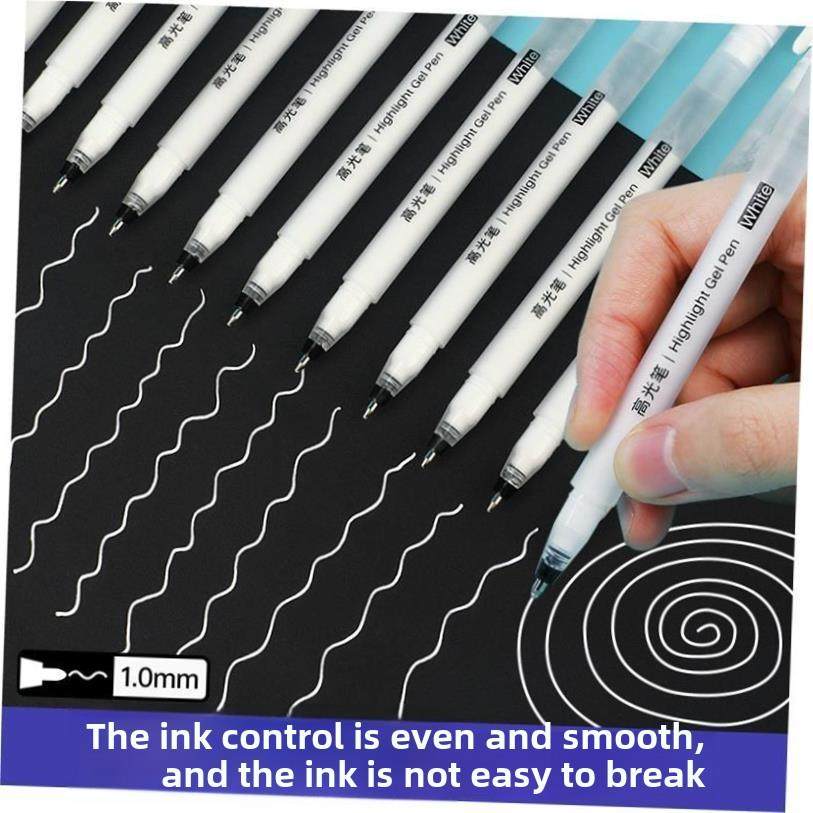 highlight笔 gel pen white water marker高光白记号笔勾线笔