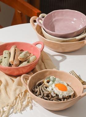 Colored ceramic double ear bowl, yogurt salad, fruit bowl