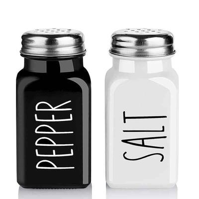 Salt and Pepper Shakers Set 2.7OZ 80ML字母胡椒盐瓶玻璃调味罐