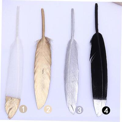 50pcs/bag Gold Plated Feathers 5-7inches for Christmas