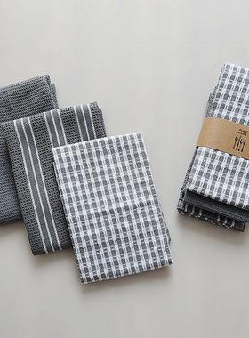 三条装灰色家居布艺茶餐巾厨房毛巾抹布kitchen towels washcloth
