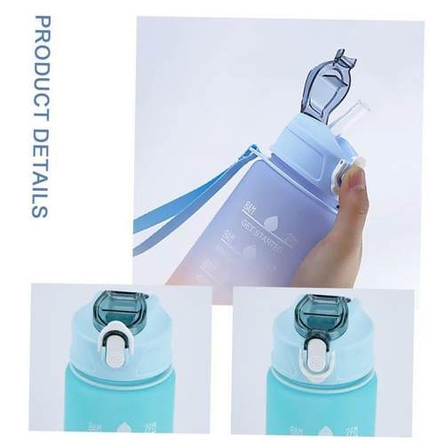 900ML Sports Water Bottle with Time Marker Leak-proof Cup Mo