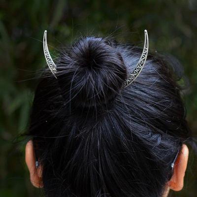 Filigree Celtics Moon Hair Forks For Women Viking Raven 3D M