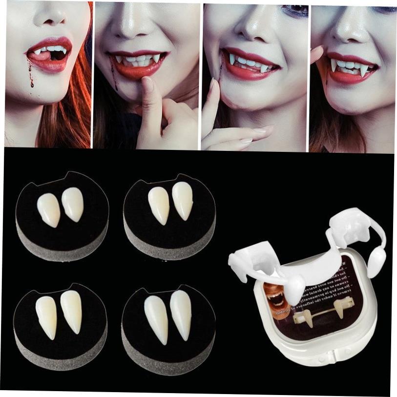 .Halloween Fake Teeth Cosplay Vampire Fangs Retractable Tee