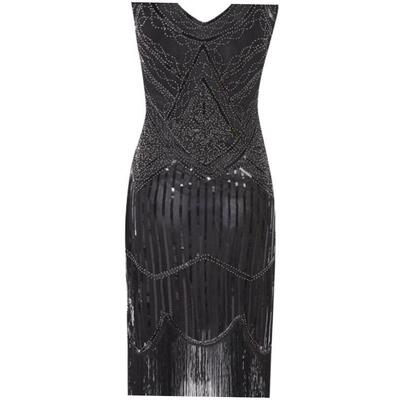 Flapper Dress 20s Sequin Beaded Fringed Great Gatsby Dress
