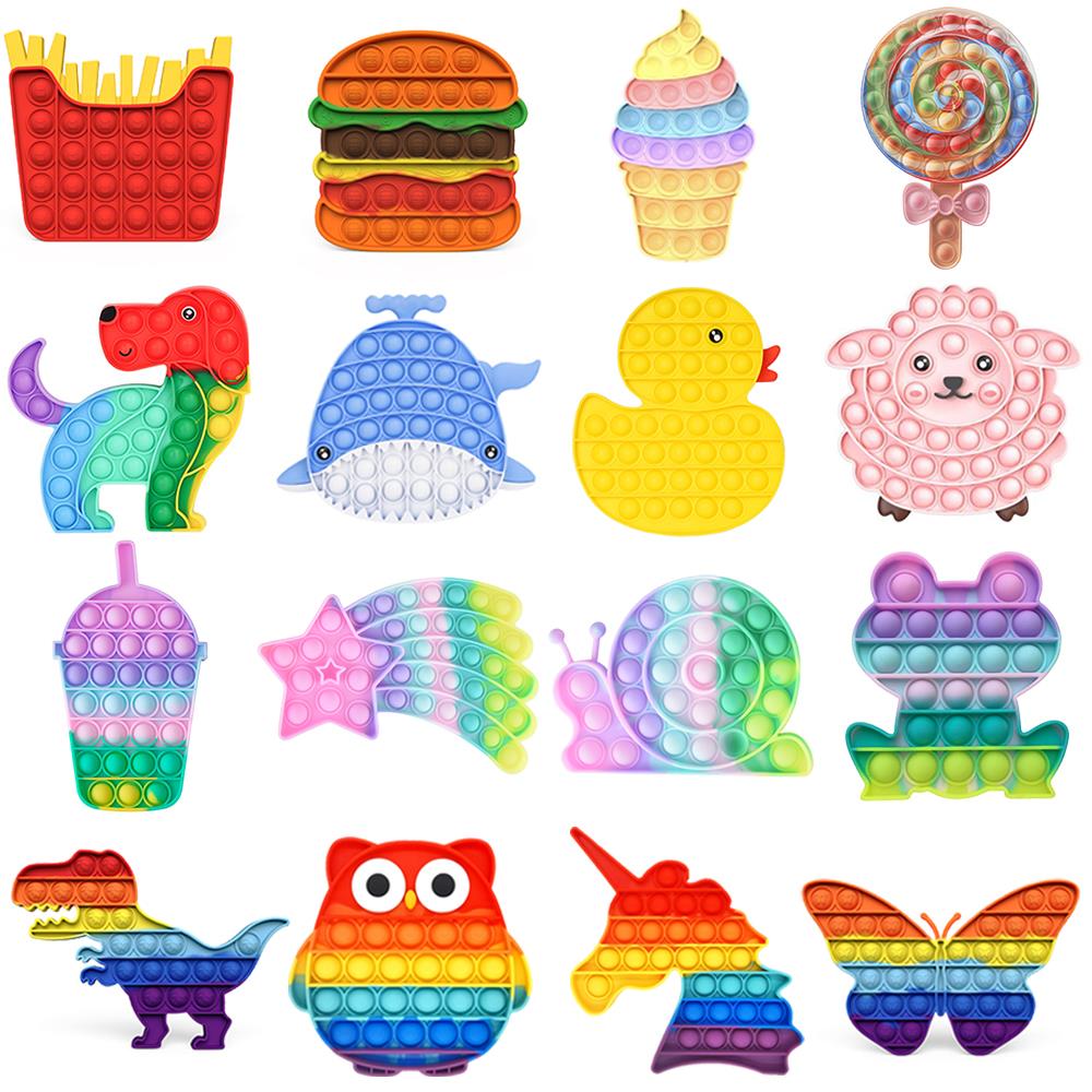 Rainbow Push Bubble Animal Fidget Toys Sensory Autism