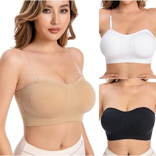 Strapless Tube Top Bra for Women Non-Slip Padded Bandeau Bra