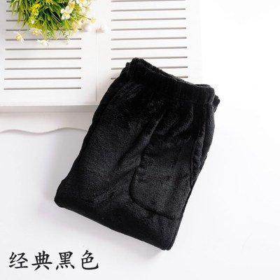 中老年法兰绒居家睡裤女7080岁婆婆冬天保暖长裤妈妈加绒加厚裤子