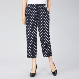 老人裤 女可外穿奶奶纯棉绸长裤 子简约百搭 老太太人造棉九分裤 夏季