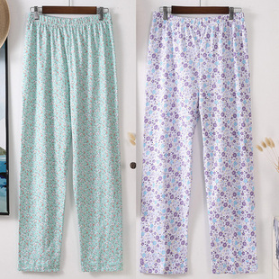 子碎花老太太纯棉家居长裤 奶奶夏装 200斤老人裤 女加肥加大码 睡裤