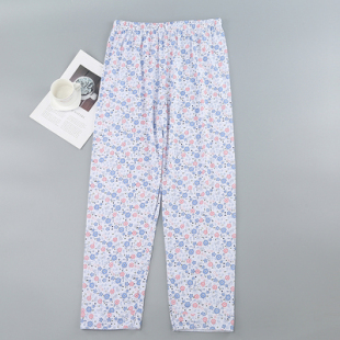 子碎花老年人纯棉家居长裤 妈妈夏装 200斤婆婆裤 女加肥加大码 睡裤