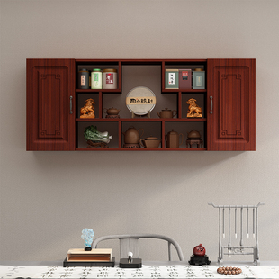 博古架上墙壁挂简约家用中式多宝阁博物架小型茶壶架茶叶置物架