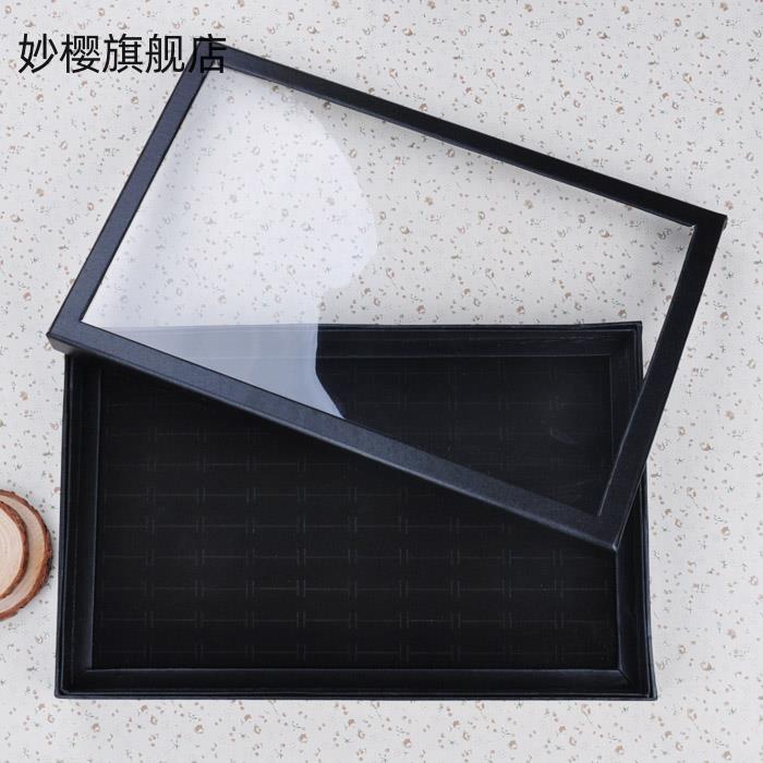 简约多格耳钉收纳盒带海绵戒指装饰托盘耳环收藏透明饰品展示道具