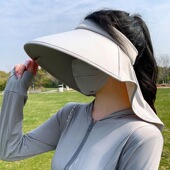 冰感大帽簷防晒帽遮脸空顶披肩帽子女骑行遮阳帽夏季 遮阳帽旅游帽