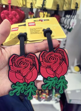 上海乐高乐园纪念品限定周边国内代购花植系列玫瑰花行李牌挂件