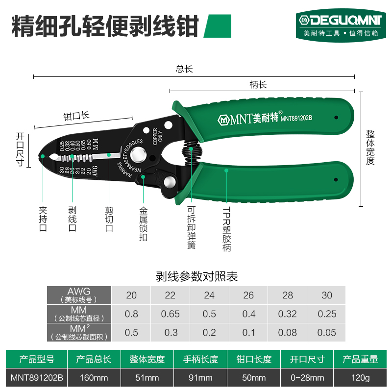 美耐特剥线钳多功能电工专用工具多功能剥线皮神器扒拔线剪线钳子