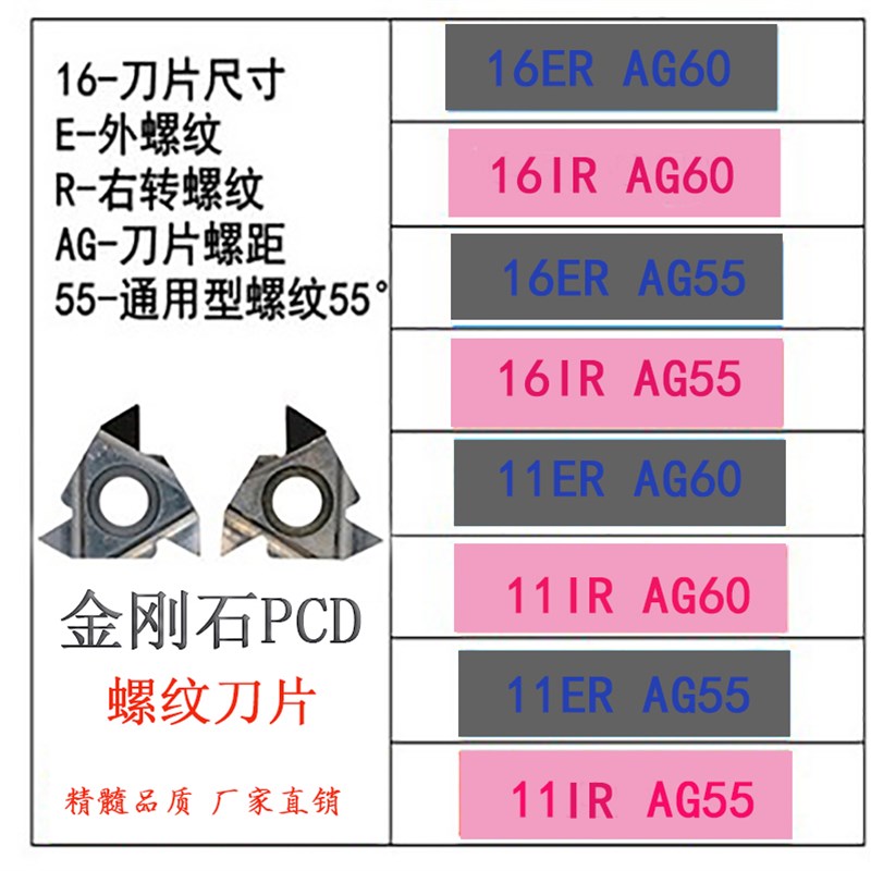 金刚石PCD数控16ERAqG60/55外螺纹内螺纹刀片MGMN切槽切断刀片圆