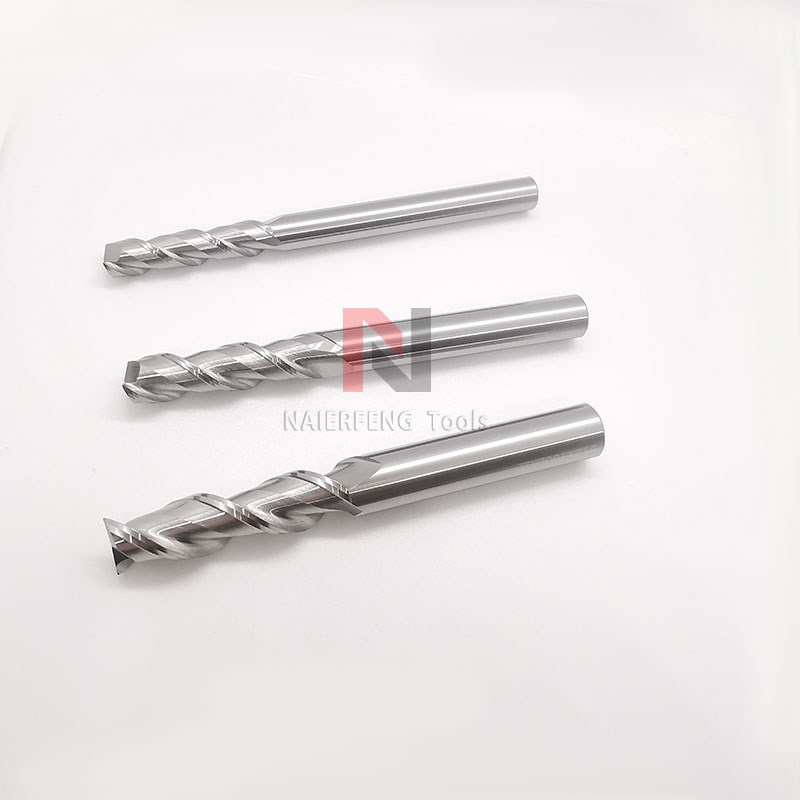 加长钨钢2刃3铝合金平底刀55度键槽铝用立铣刀5/N6/10/16/18mm