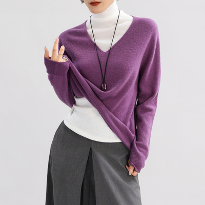 羊毛针织衫超漂亮紫色打底衫女