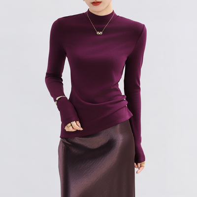 高领品牌打底衫女正品高档紫色