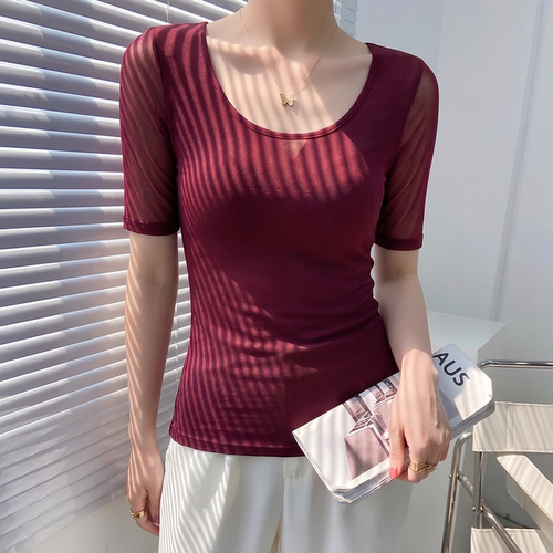 网纱中袖t恤女2026新款夏超好看
