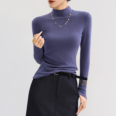 立领双面德绒打底衫女可外穿加厚