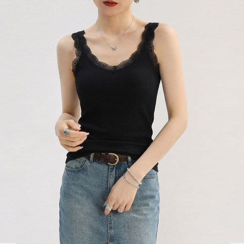 黑色吊带背心女内搭遮副乳上衣