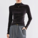 叠穿内搭修身 黑色金丝绒半高领打底衫 女时尚 洋气上衣轻奢高级感