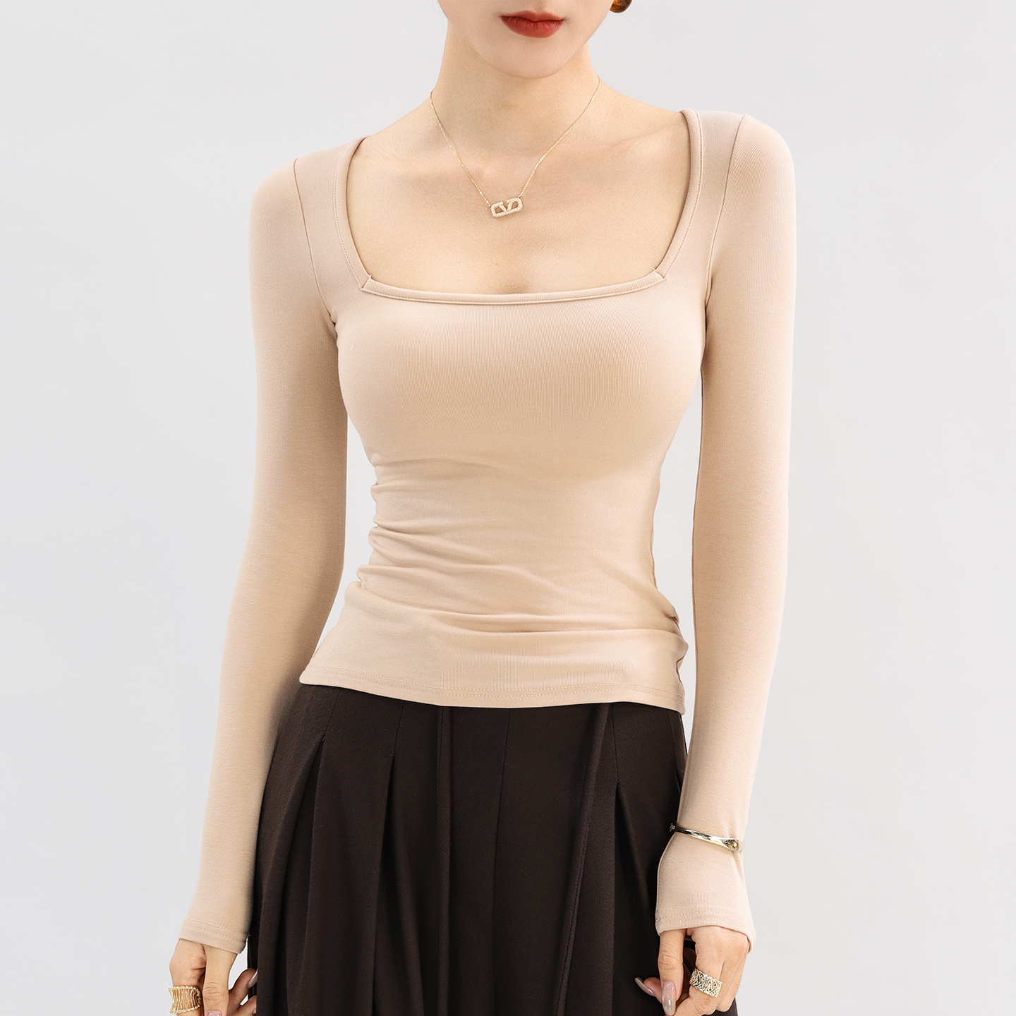 方领带胸垫内搭打底衫女高端